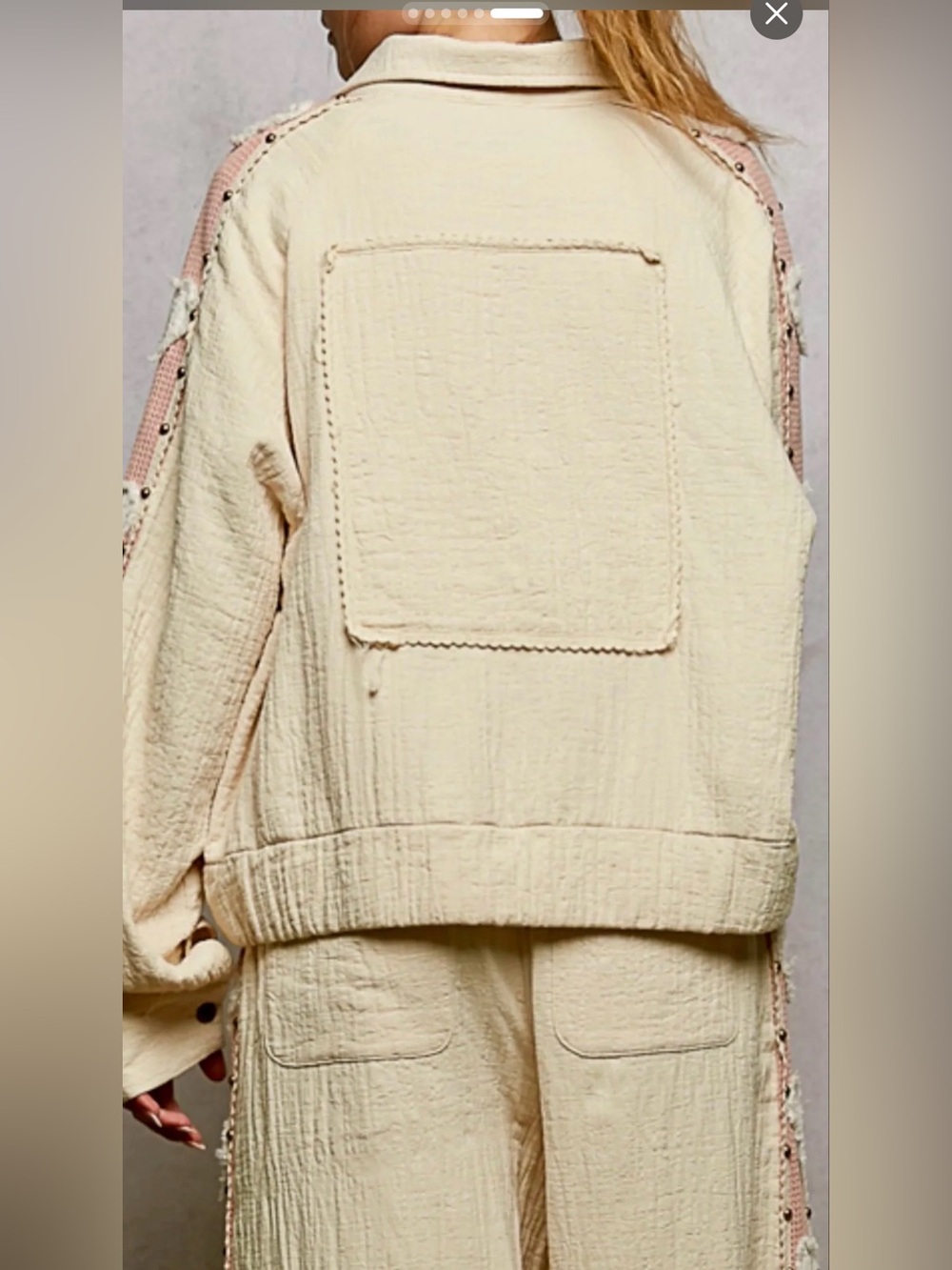 POL Cream Two-Piece Set with Pink Heart Trim - Picture 6 of 6